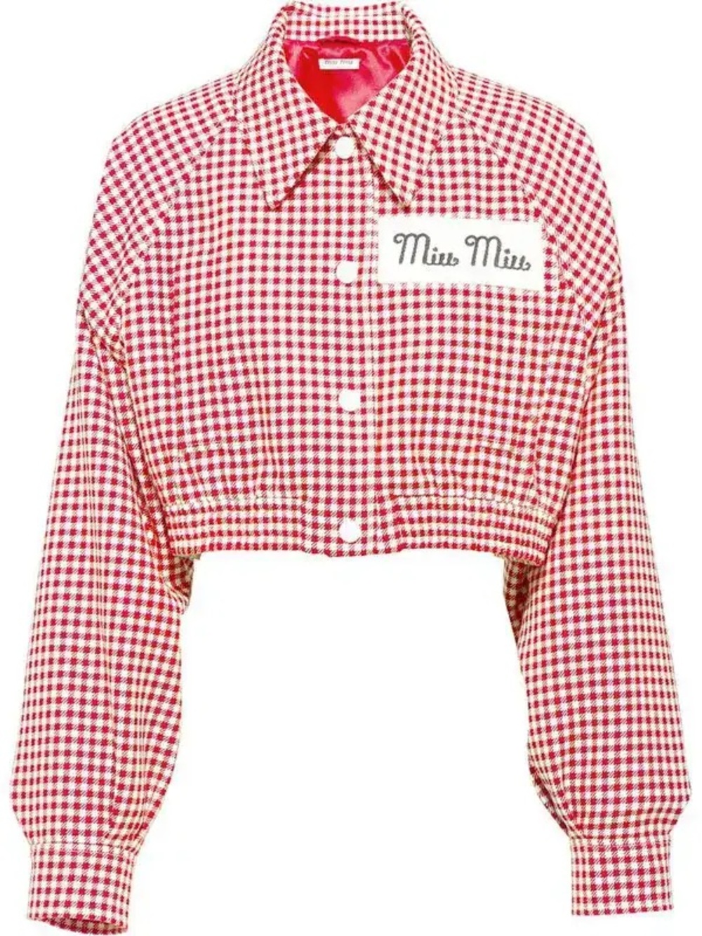 Miu Miu Gingham-Check Red Cropped Jacket